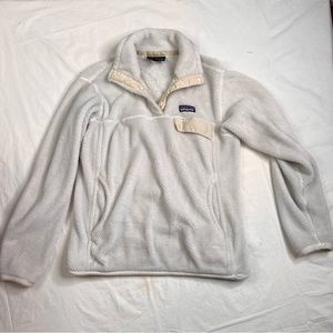 Patagonia Women’s Pullover Fleece Sweater 1/4 Button Crème Trim Size M L030223